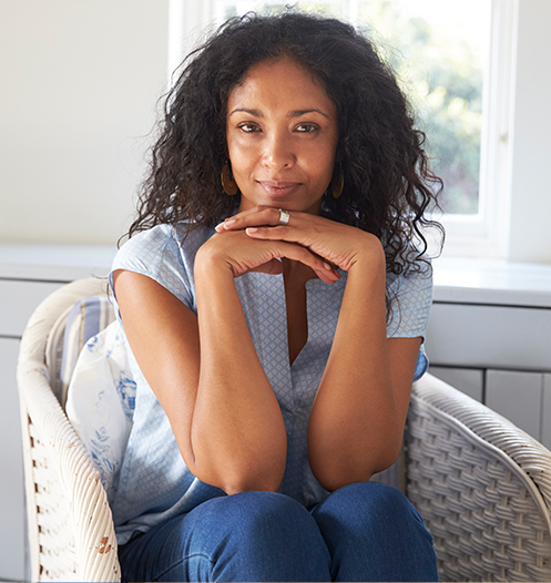 woman slightly smiling