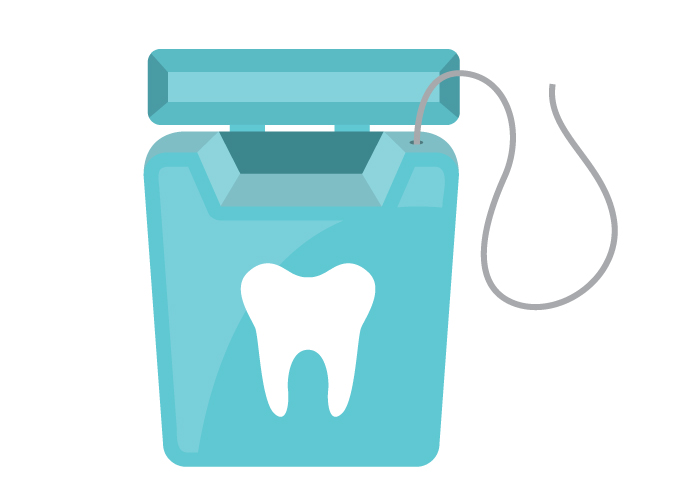 Illustration of a container of string dental floss